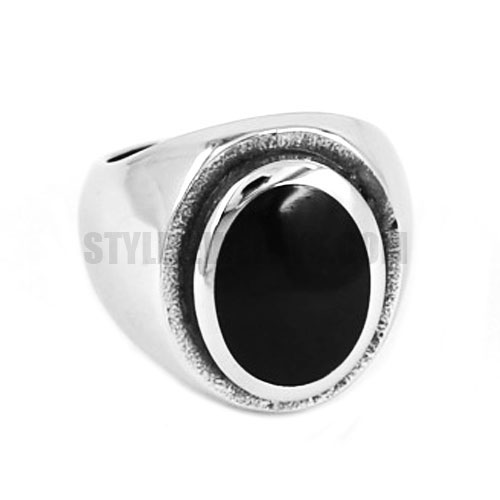 Stainless Steel Mens Ring, Color Black Siliver SWR0502 - Click Image to Close